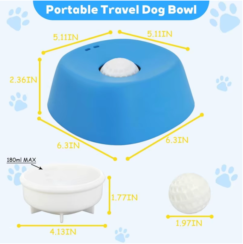 Dog drinking from splash resistant bowl