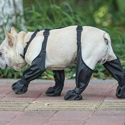 Waterproof dog boots with adjustable straps