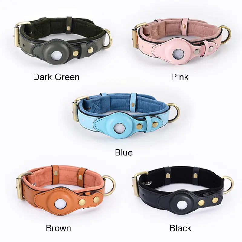 Premium leather tracking collar